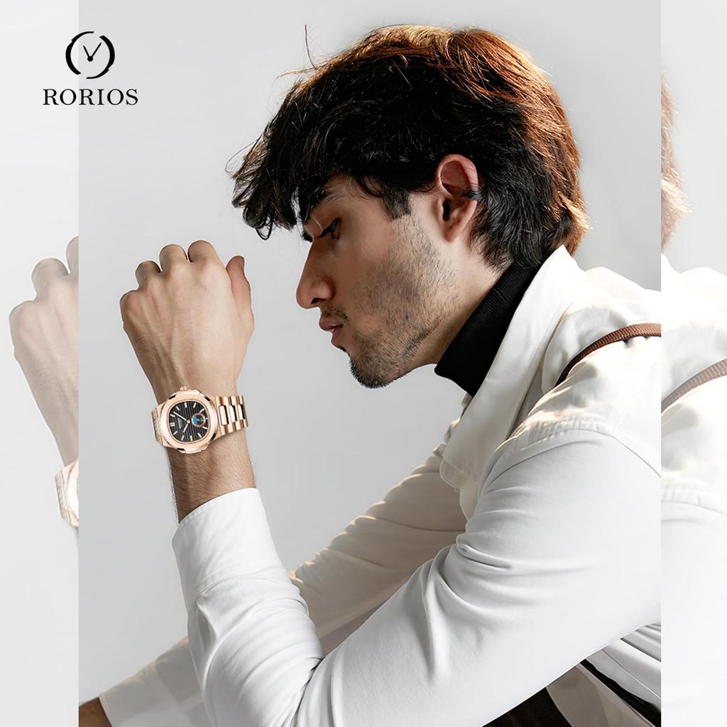 RORIOS Men's Watch, Multifunctional, Lightweight, Date Display, Quartz Movement, Luminous, Waterproof, Perfect for Work or Commuting, Stylish,