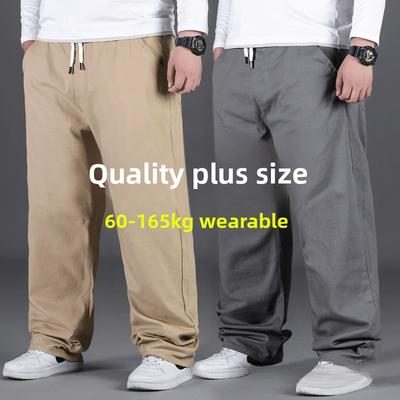 Colecția Primăvară/Toamnă Pantaloni Casual Mărimi Mari pentru Bărbați Croială Lejeră Picior Drept cu Bandă Elastică în Talie Pantaloni Lungi pentru Bărbați