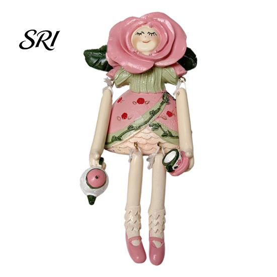 Decorative Fairy Ornament Statue Rose Holding A Tea Cup Shape Figurine Mini Teacup Accessory with Movable Joint for Garden Patio Desktop Afternoon 1pc
