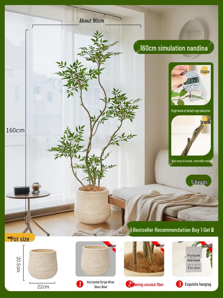 Nandina Bionics Artificial Tree: Elegant Indoor Decor, Large Potted Floor Plant