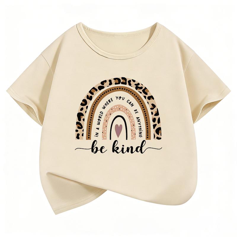 Fashion Rainbow Leopard Print TShirt Printed T Shirt Girls Summer Clothes Short Sleeve Tops TShirts Cute Girls Clothing