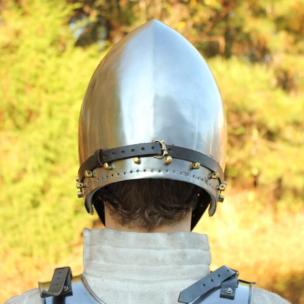 Medieval Bascinet Klappvisor Helmet- 18 Gauge Steel for LARP Reenactment