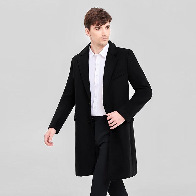 HANMANKE Thickened Wool Blend Mid-Length Professional Overcoat
