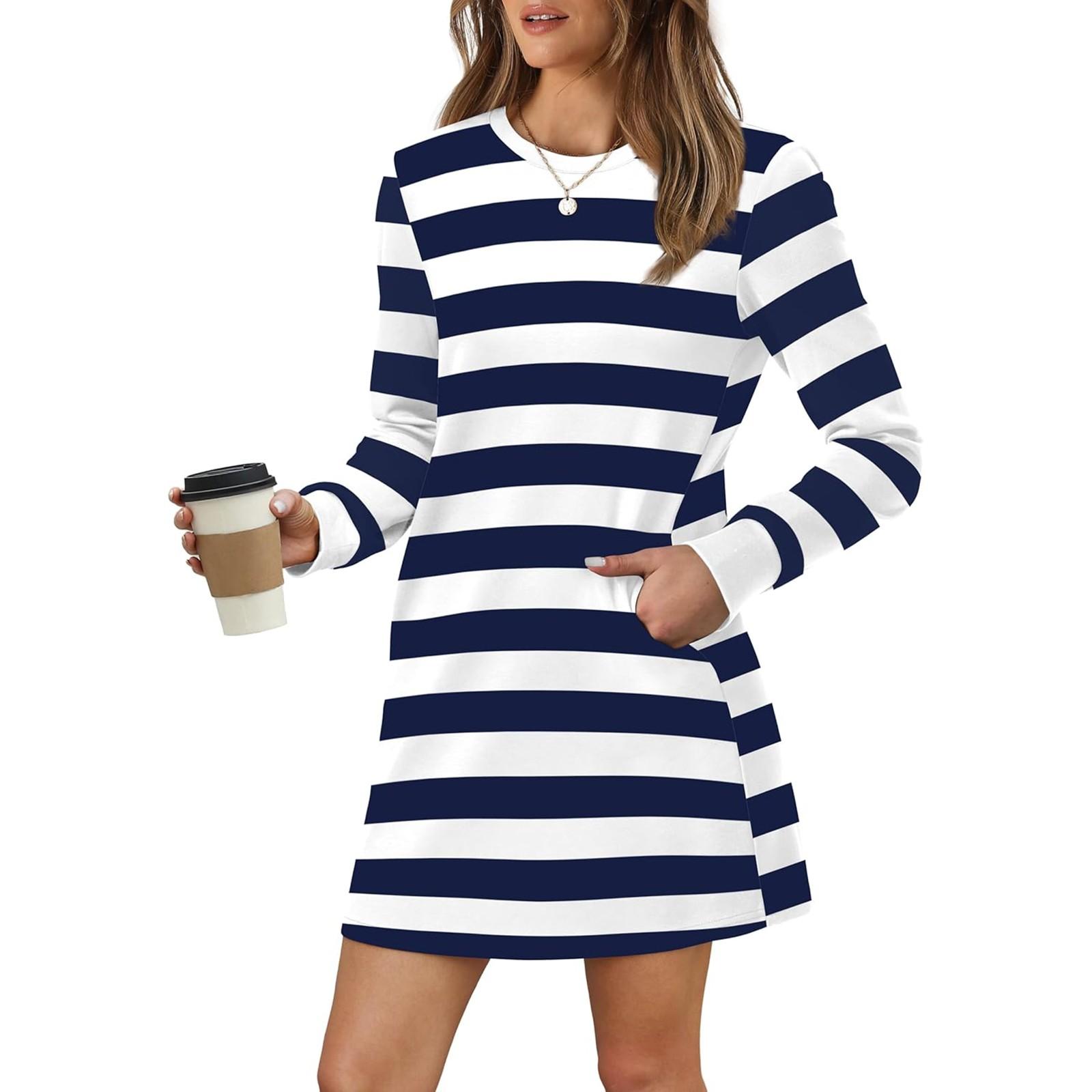 

Женский повседневный сарафан с длинными рукавами S синий