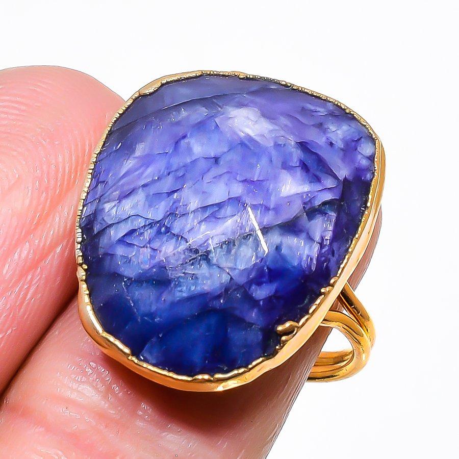 Blue Jade Gemstone 925 Sterling Silver Jewelry Ring Size Adjustable KJ-333