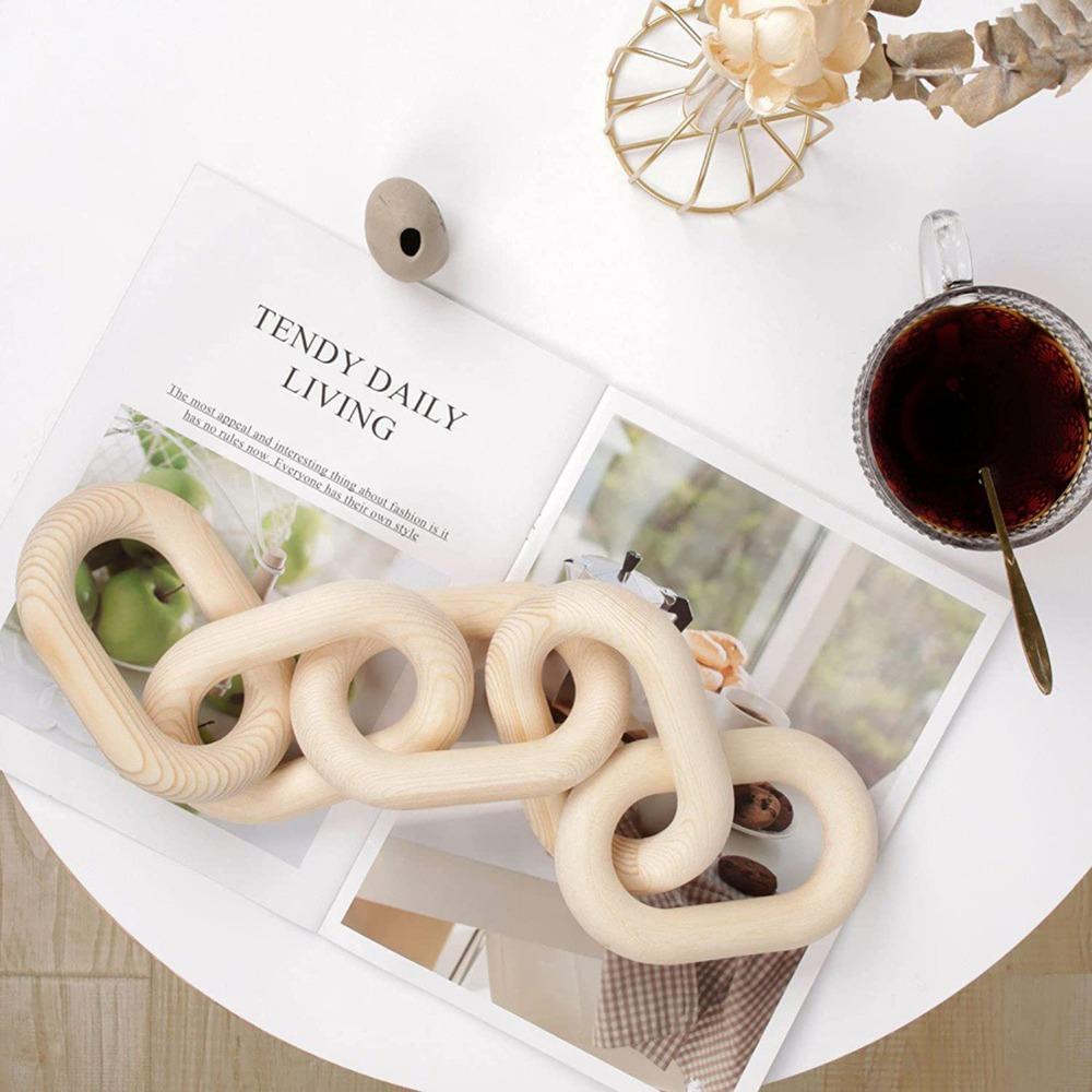 White, Brown Wood Chain Ornament Indoor Wooden Ornament  Home Furnishing Match