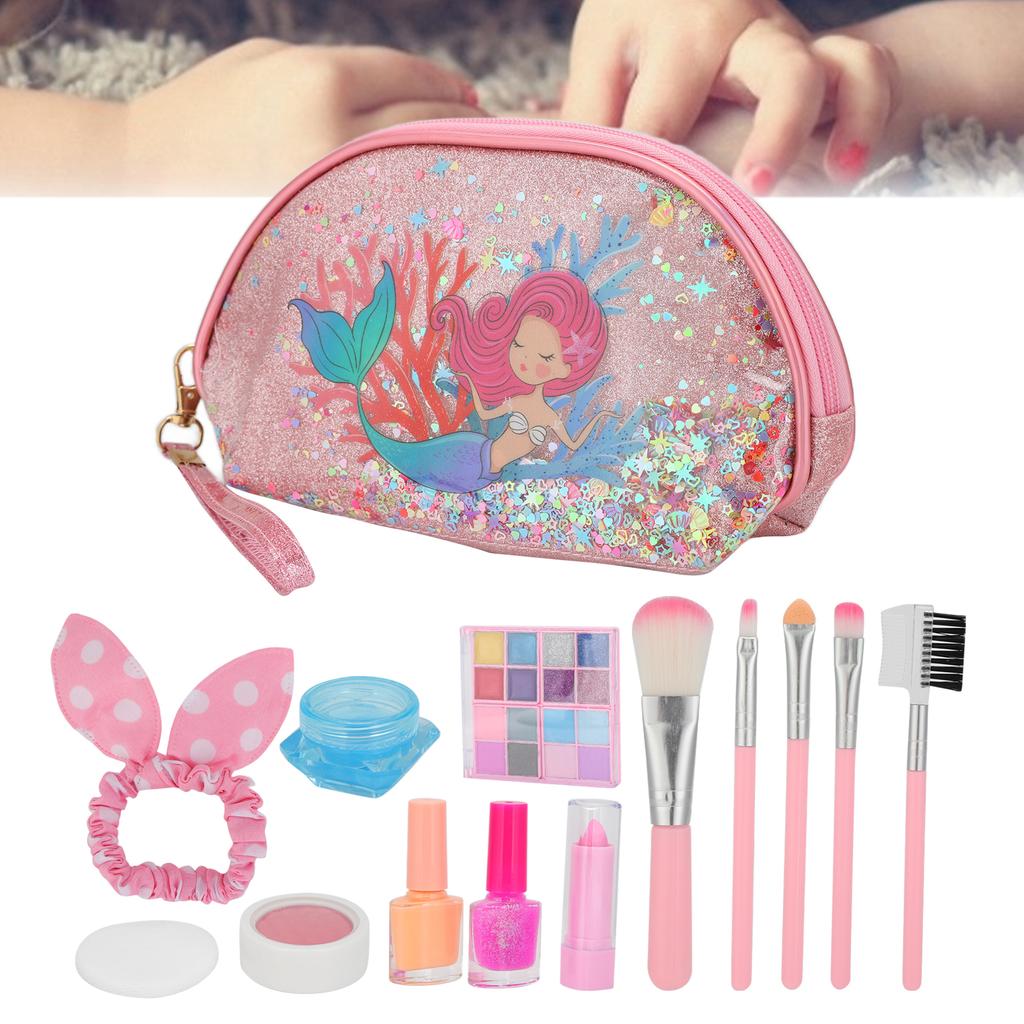 Çocuk Makyaj Seti Ruj Çocuk Taklit Makyaj Doğum Günü Hediyeleri Oyuncaklar Kızlar için Taşınabilir Saklama Kutusu ile