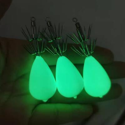 Fluoreszierende Tintenfisch-Hülle Tintenfischköder 6cm Kurbel Weichgummi Haken Leuchtet im Dunkeln 22/60g für Nachtfischen Süßwasser