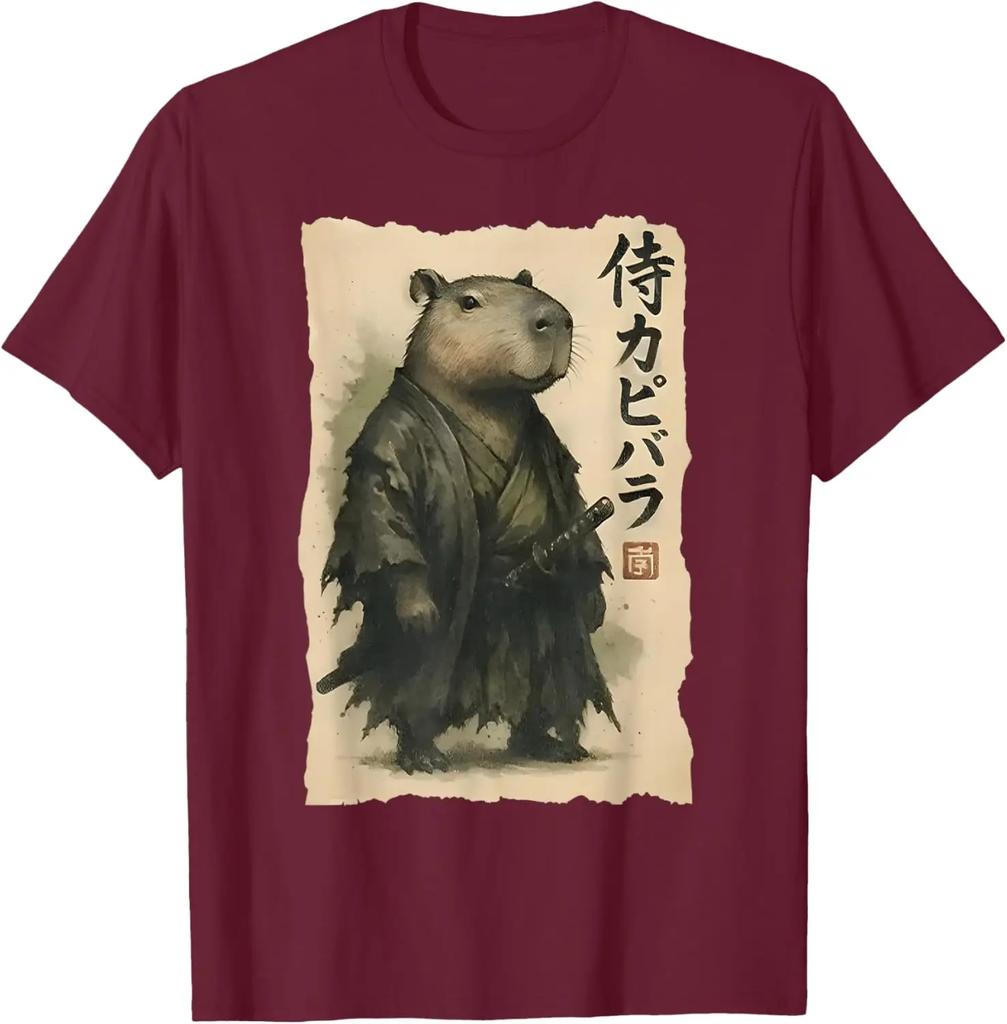 Samurai Capybara Funny Capybara Japanese Animal T-Shirt