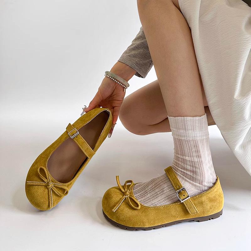Flache Sohle, flacher Ausschnitt, einzelne Schuhe für Damen, neu für den Frühling, vielseitig, Rock, Ballett-Mary-Janes