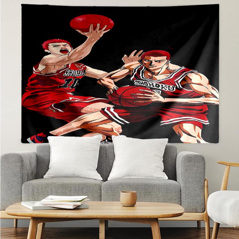 Slam-Dunk Print Tapestry, Backdrop, Easy Setup, Ideal for Bedroom, Office & Living Room, with Aesthetic Wall Hanging Decor.