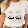 Women Print Tees Tshirt Female Clothes Regular Short Sleeve Tops Cat Simple Cute Print Ladies Fashion Cartoon Graphic T-Shirt