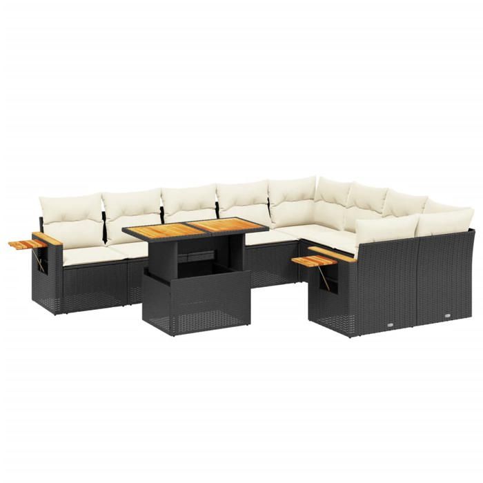 VidaXL Garden Lounge Set with Cushions 10 Pcs, Patio Sofas, Patio Furniture Set, Outdoor Furniture, Black 3273674