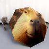 Capybara Pattern, Automatic Folding Umbrella, Portable and Foldable Design, 8 Ribs, a Christmas or Birthday Gift.