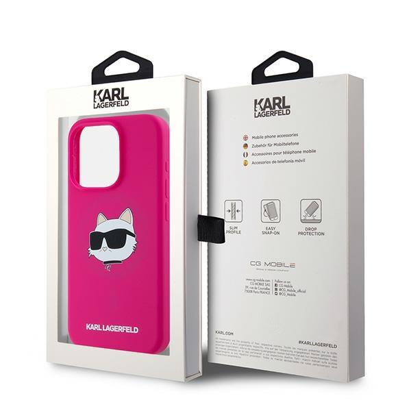 Karl Lagerfeld Klhmp15Lschpplf Iphone 15 Pro 6.1 Růžový/Fuchsiový Tvrdé pouzdro Silikonová Hlava Choupette Magsafe