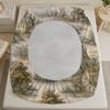 3D Digital Printing Mountain Village Woods Fitted Sheet Set NO Pillowcases Serene Peaceful Washed Cotton Material Comfortable