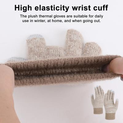 Yousheng Winter Warm Gloves Women Men Touch Screen Gloves Knitted Thickened Gloves with High Elastic Cuffs for Outdoor Travel Cycling