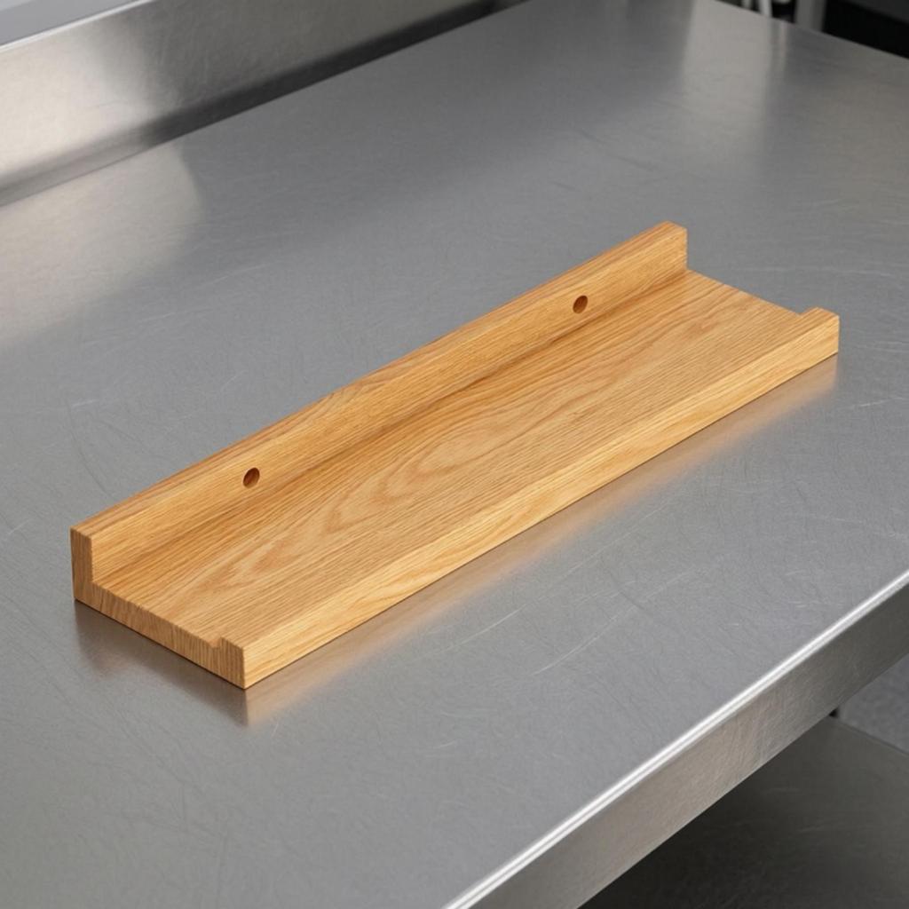 Wall Shelf with Retaining Rails SpaceSaving Rectangular Raised Edges Versatile for