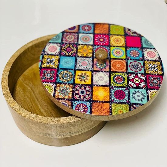 22.5 Cm Wooden Serving Chapati Box Wooden Chapati Casserole for Dining Table To Serve The Guests Roti, Paratha, Puri Kitchen Decor