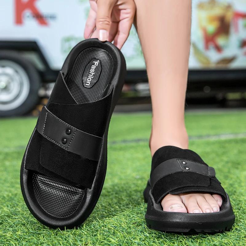 Men Slippers Soft Sandals Men's Beach Casual Shoes Outdoor Summer Platform Slides Original Male Non-slip Men Flats