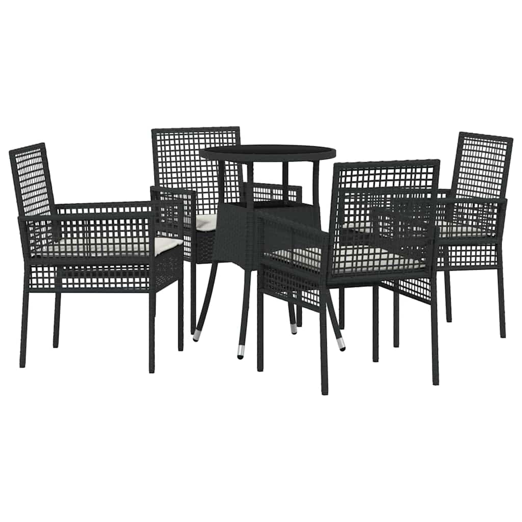 Garden Dining Set 5 pcs Black Poly Rattan