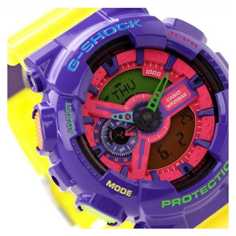 Casio LCD/pointer dual display series Fashion trend contrasting color street classic pointer dual display dial waterproof movement quartz GA-110HC-6A