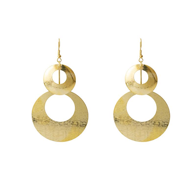 European and American Multi-Layer Hollow Metal Geometric Tassel Earrings