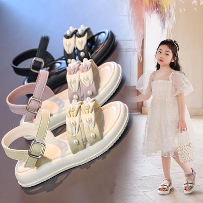 Girls Princess Sandals Summer Fashion Soft Sole Beach Shoes for School Big Kids
