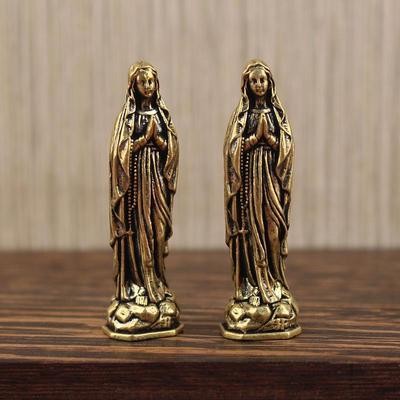 1 szt. Mosiężna Figurka Marii Ozdoby Czysta Miedź Vintage Figurka Dziewicy Maryi Zawieszki Uroki-Homeclub