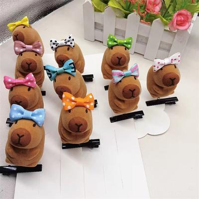 10 ADET Kawaii Saç Tokası Moda Çocuk Fiyonk 3D Kapibara Hayvan Peluş Toka Komik Stil Ördek Gagası Klipsler Başlık Hediyeler