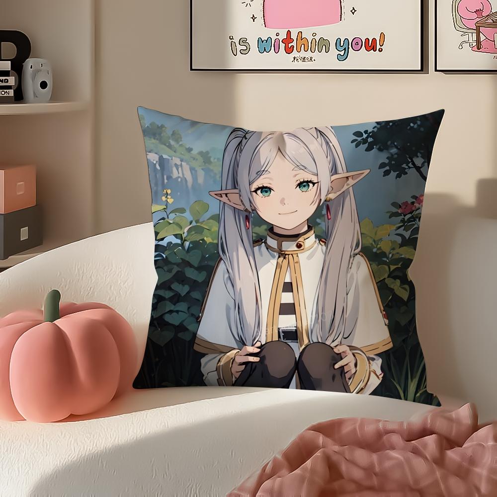 

Fantasy Anime FFrieren Beyond Journeys End Cushion Cover Pillowcase Short Plush Invisible zipper Room Sofa Cushion Cover 30X30cm