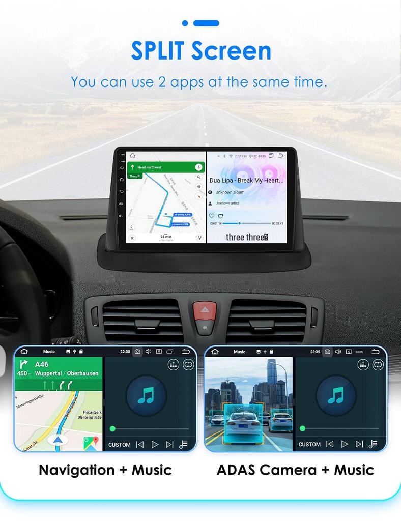 9" Large Screen Android GPS Navigation for 08-14 Megane 3 - Intelligent All-In-One Car System