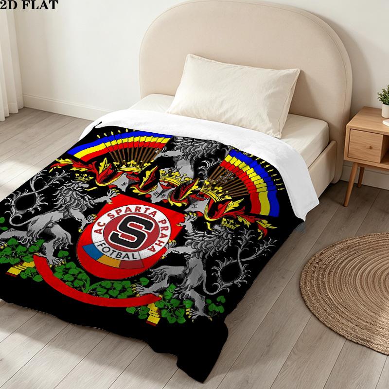 1PC Ac Sparta Praha Patterned Flannel Blanket Suitable For All Seasons For Home Decor Warmth And Comfort Gifts Holiday Present