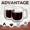 2 Pack Glass Coffee Mugs - Double Wall Insulated Mug Set with Handle, Tea Latte Cappuccino Cup for Latte, Macchiato, Americano