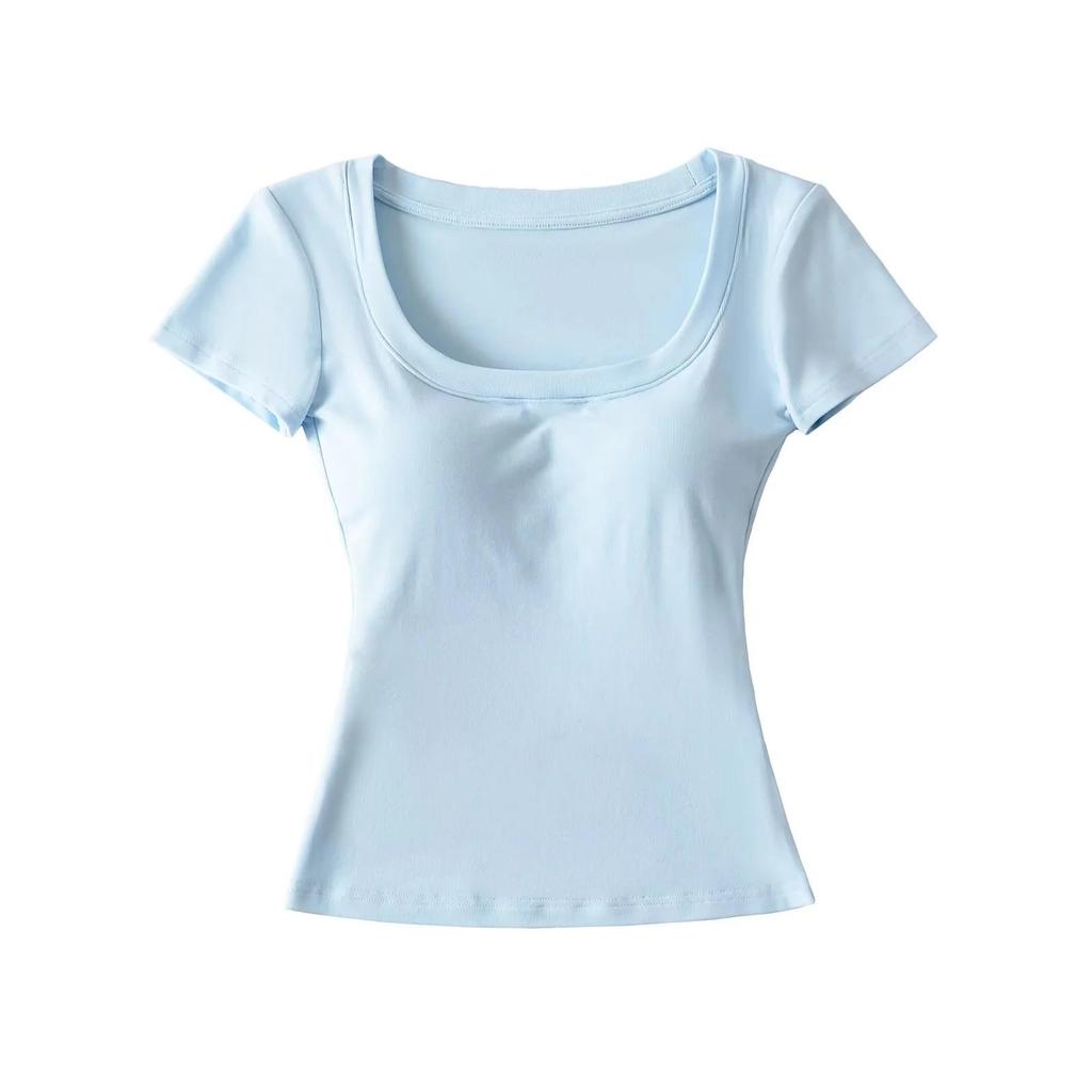 Women's Cartoon Chest Pad T-Shirt: Enhances Bust, Straight Shoulders, Short Sleeve Summer Vest