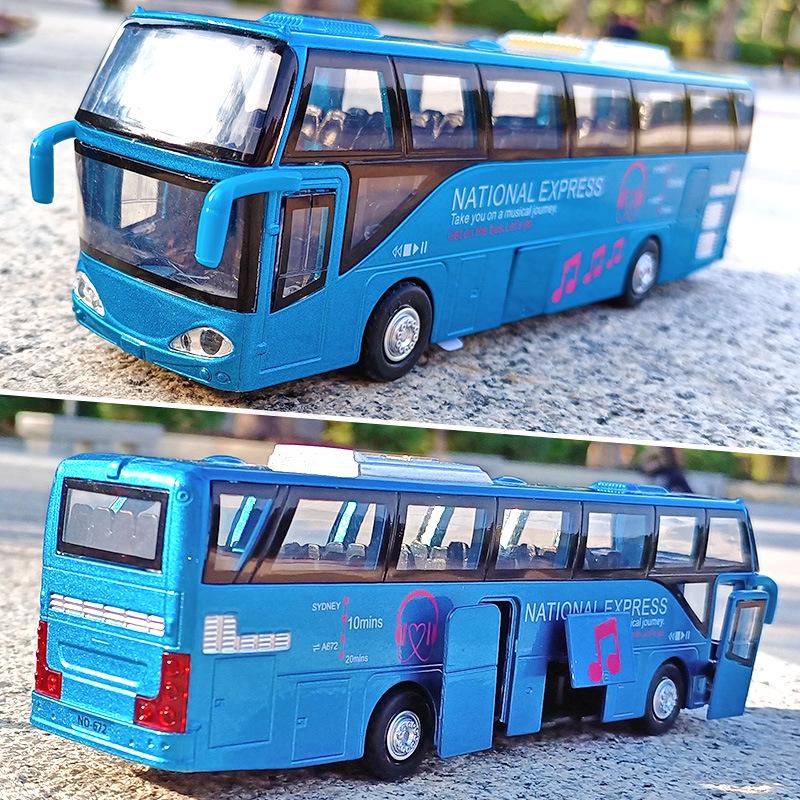 Alloy Passenger Bus Model Acousto-optic Huili Five-door Bus Toy Model