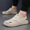 Sandals Men's New Summer Outer Wear Hollow Breathable Bag Head One Pedal Hole Shoes Driving Beach Leather Sandals