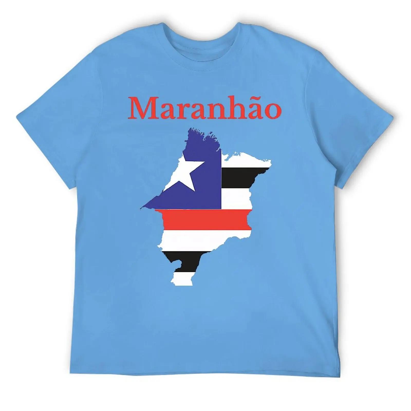 

Футболка с изображением карты штата Мараньян, флага и бразильского флага, спортивная футболка с круглым вырезом и забавным рисунком для фитнеса, размер США S