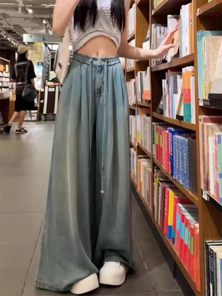 2025 Summer Women's Loose Fit Wide Leg Pants - Slimming, Versatile, Elastic Waist