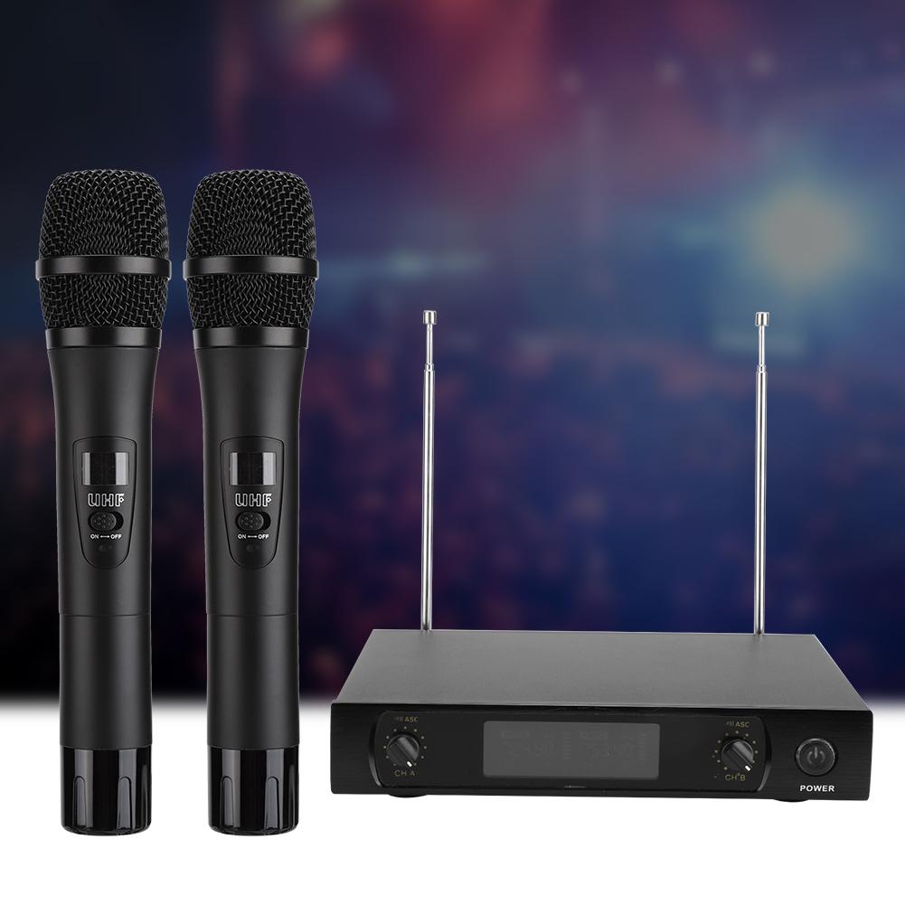 Portable UHF Handheld Dual Wireless Microphone for Karaoke Weddings Public SpeakingUS Plug