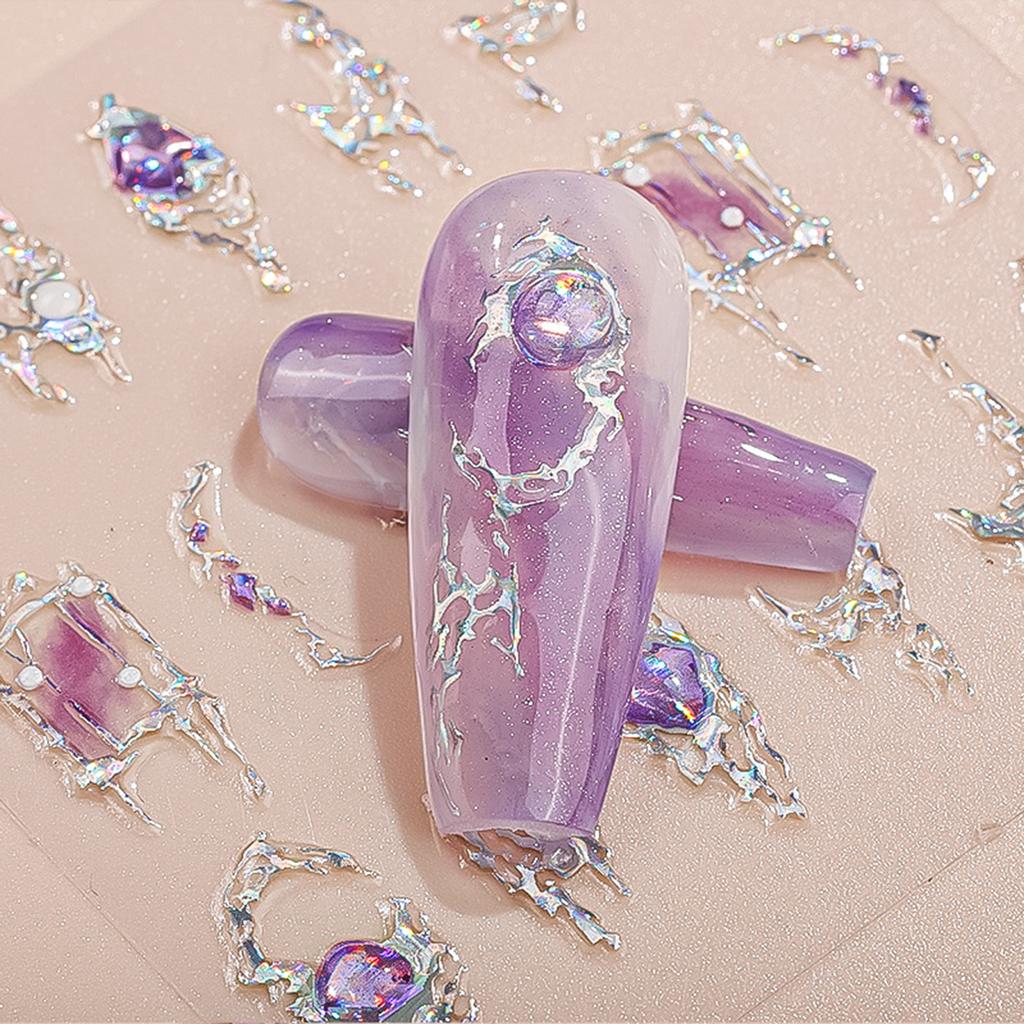 5D Präglade Nagelkonstklistermärken Diamantdesign Nageldekaler Självhäftande Nageldesignklistermärken för Nagelkonstdekorationer