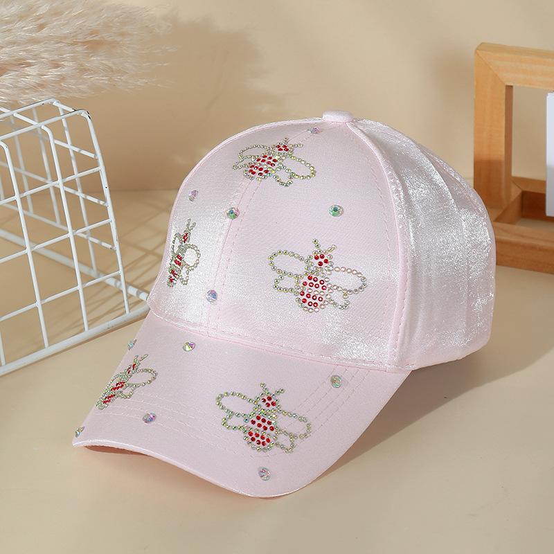 Stylish Rhinestone Bee Embroidered Baseball Cap - Distressed Denim Washed, Adjustable, One Size Fits Most, Sun Hat for Wom