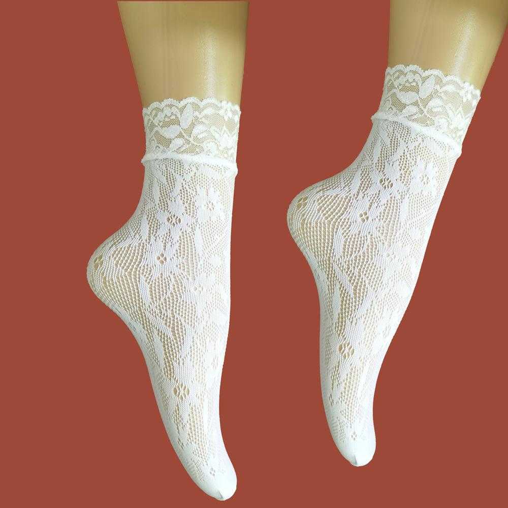 Black Pearl Summer Lace Fishnet Ankle Socks - Breathable, Invisible Plus Size Stockings