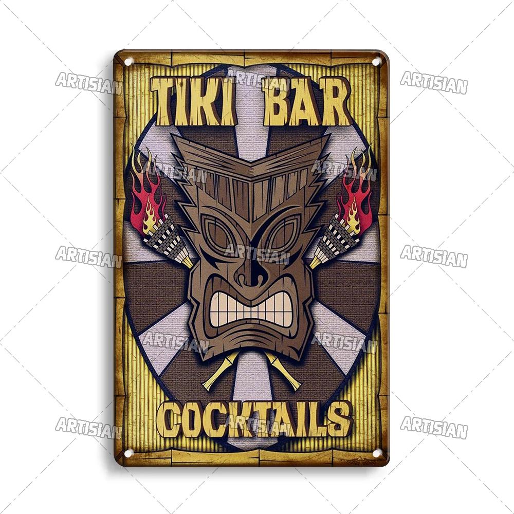 RetroTikiBarSign Retro Tiki Bar Metal Tin Sign - Vintage Hawaii Decorative Plate, Home/Garage/Cafe Wall Plaque