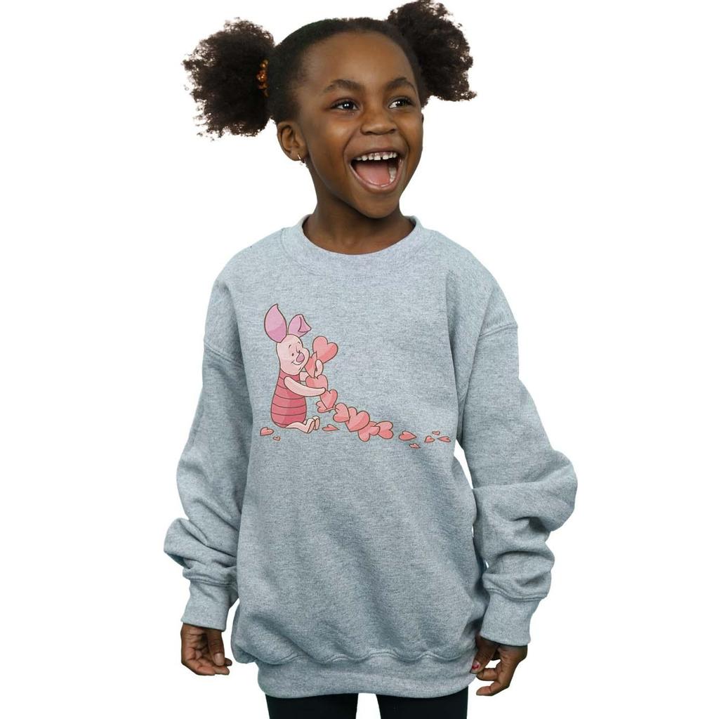 Disney Girls Winnie The Pooh Piglet Chain Of Hearts Sweatshirt