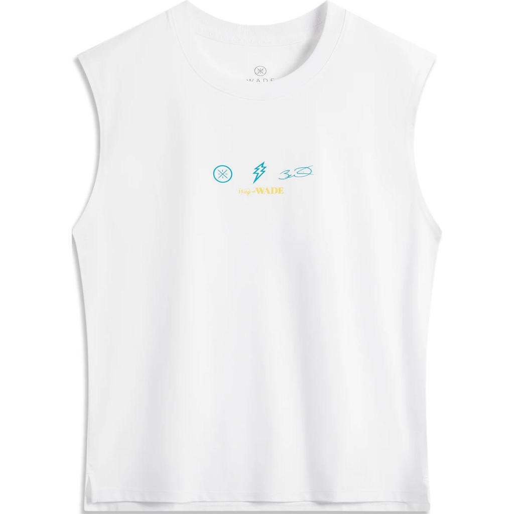 Li Ning Wade Series Letter Round Neck Comfortable Breathable Sports Vest Men Vests Standard-White AVSU053-2