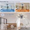 Retro Ceiling Fan With Lights LED ceiling fan lamp Bedroom Decor Ventilator Lamp Silent Chandeliers Fan Luster Lighting Fixtures