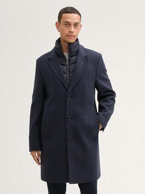 Wool Coat Tom Tailor Blue Polyester Plaid