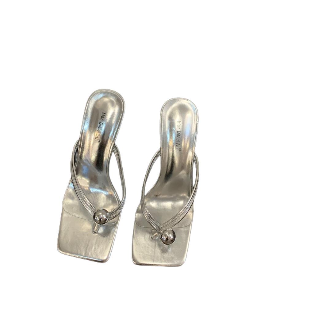 French temperament sandals high-end flip-flops women's shoes wear 2024 new summer high heels sandals