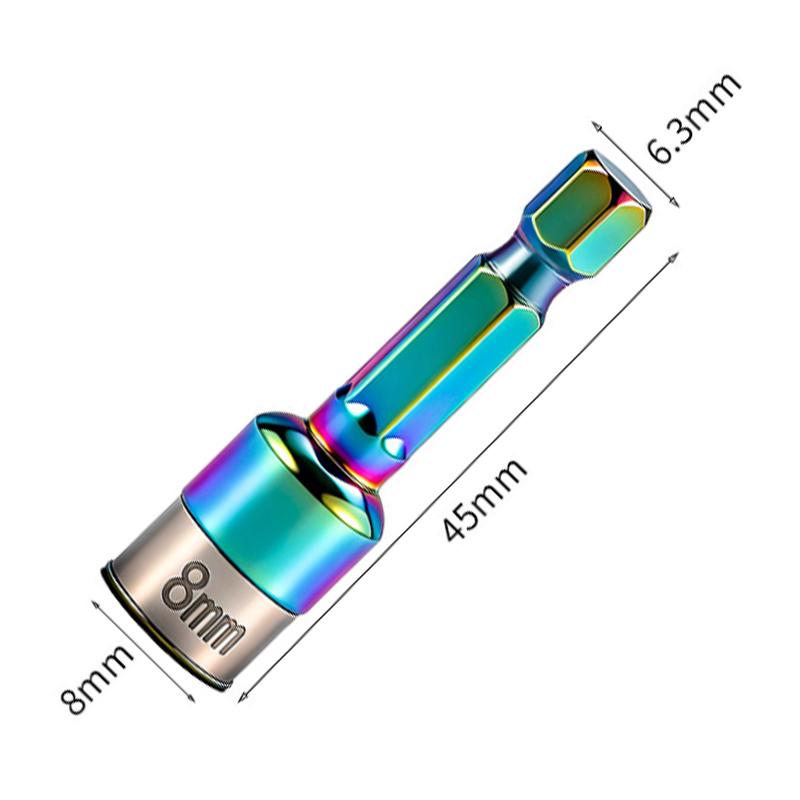 8mm Non-Magnetic Impact Socket High Torque CR-V Steel Socket Bits Hex Shank Nut Screwdriver Driver Impact Drivers Socket Adapter